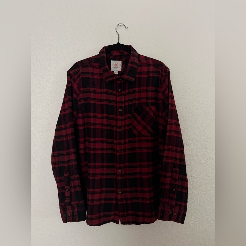 CLOUDVEIL Flannel Long Sleeve Black & Red Plaid Button Down Shirt Men’s Size XL